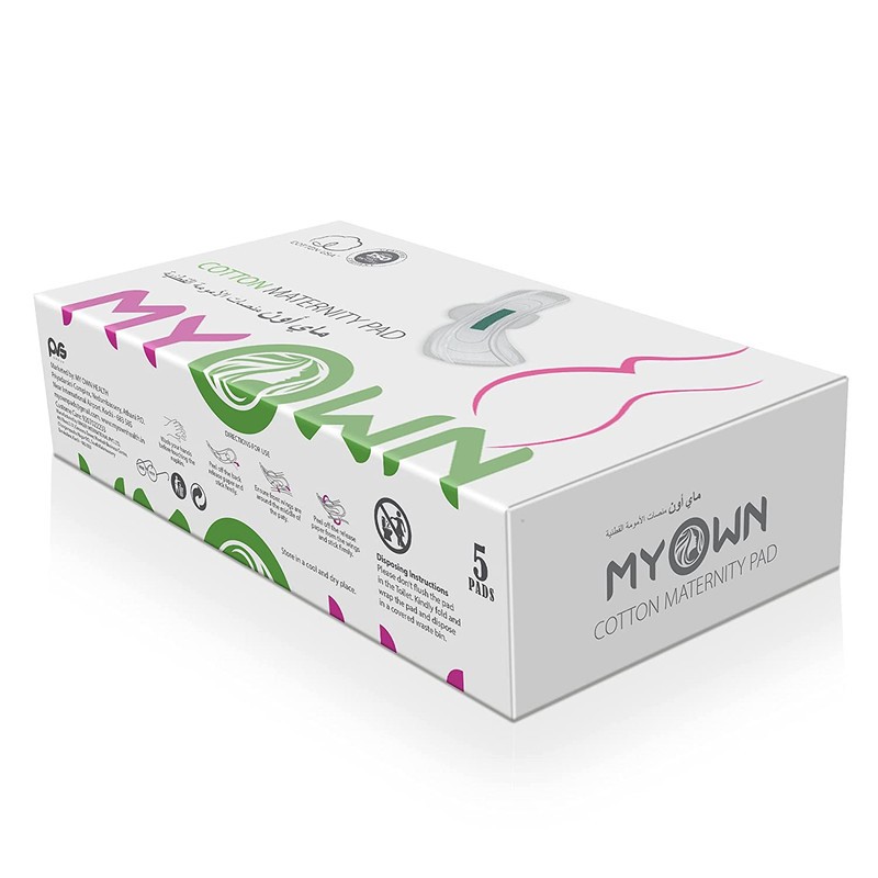 MYOWN Maternity Pads Extra Wide High Absorption, 100% US Organic Cotton - Pack of 5